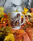 Halloween, spooky, magic, position bottle, witch, eco-friendly handmade ceramic mug with 100% unique illustrated art design