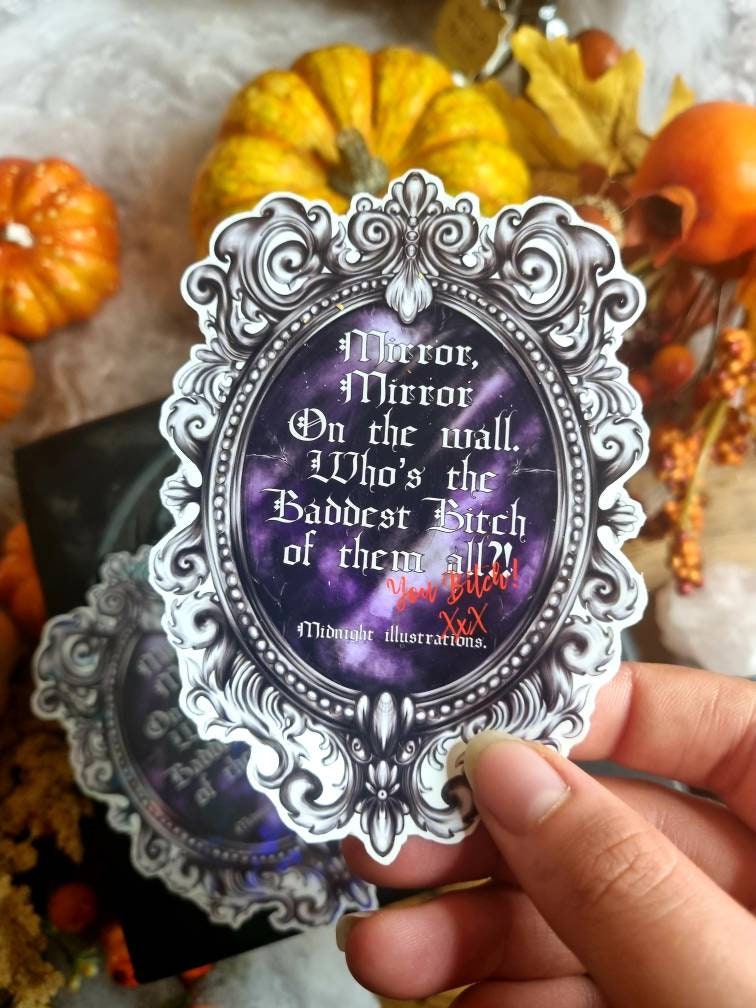Unique Mirror mirror on the wall, who's the baddest of them all You b*tch illustrated art gloss or holographic refrigerator magnet snowwhite