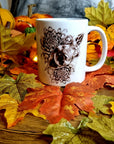 Halloween, spooky, magic, position bottle, witch, eco-friendly handmade ceramic mug with 100% unique illustrated art design