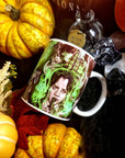 Wednesday Adams, Adams family, horror, spooky, Halloween, one of a kind illustration art design mug. Perfect gothic gift tea cup
