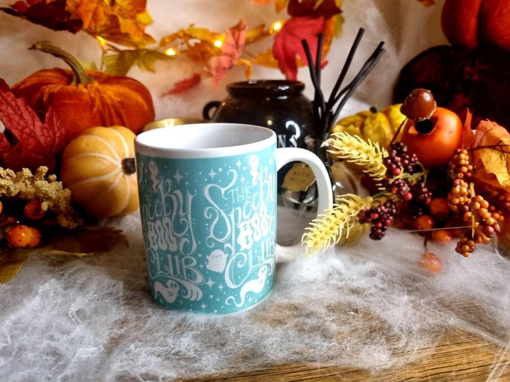 Spooky boo club, Halloween, Sad ghost, Sad ghost club, ghost, spooky, creepy cute, illustration design, ceramic mug, cup more colours.