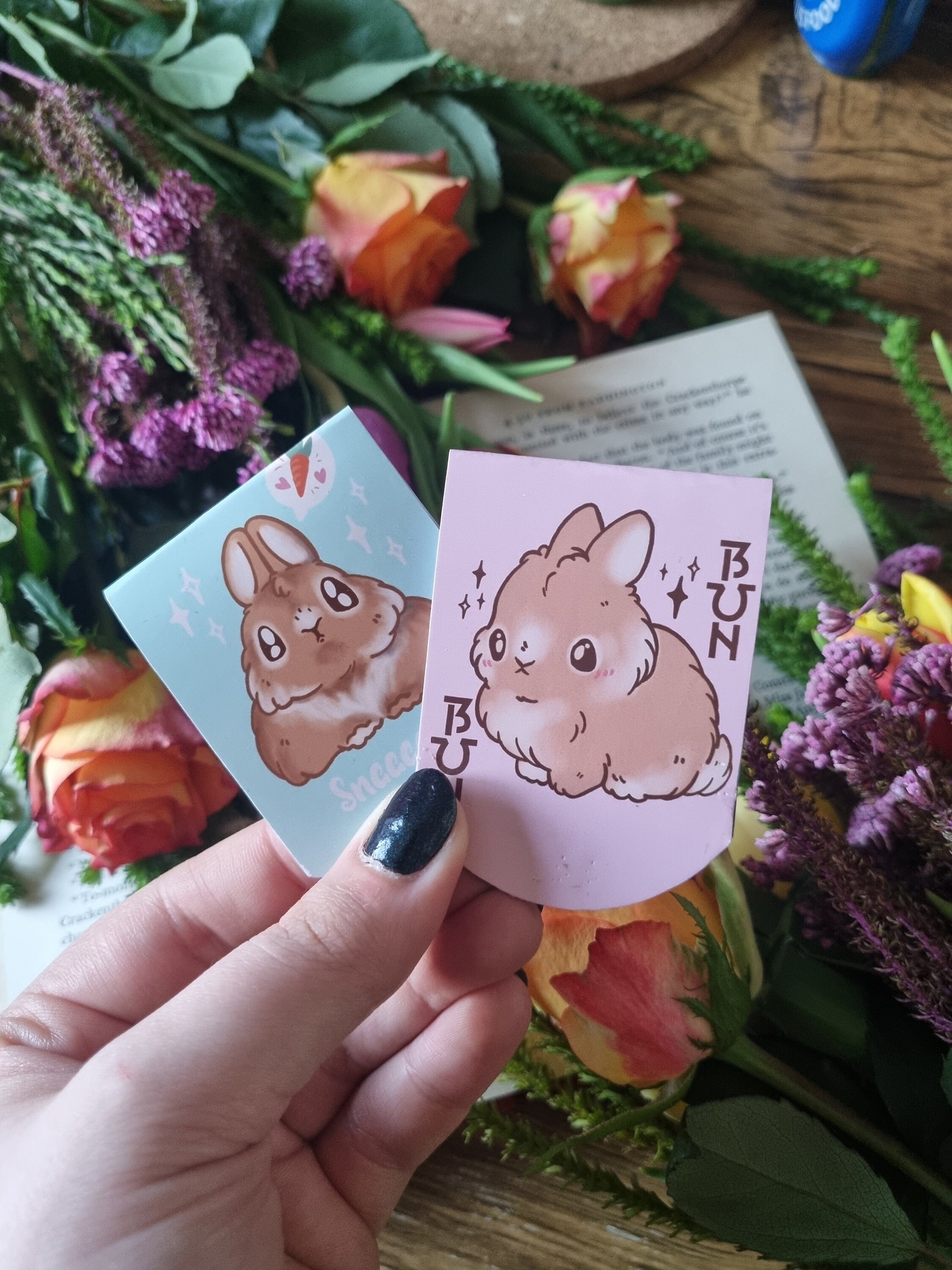 Adorable simplistic chibi kawaii art rabbit bun loaf artwork magnetic bookmark perfect for book lover gift planner clip journal accessories