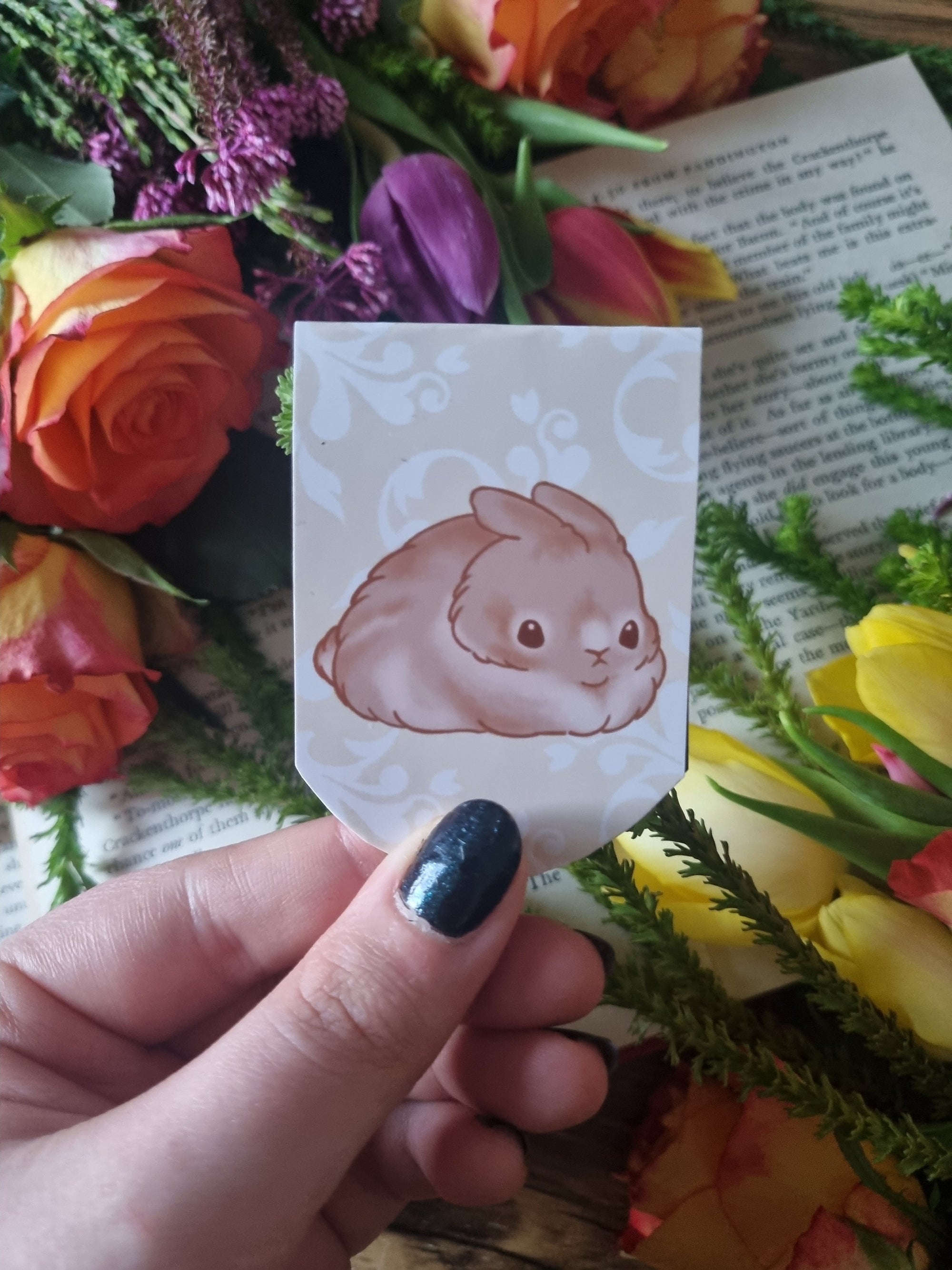 Adorable simplistic chibi kawaii art rabbit bun loaf artwork magnetic bookmark perfect for book lover gift planner clip journal accessories