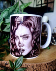 One of a kind design functional art sublimation illustration mug with black & white vintage flapper pinup girl perfect gift and home decor