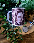 One of a kind design functional art sublimation illustration mug with black & white vintage flapper pinup girl perfect gift and home decor
