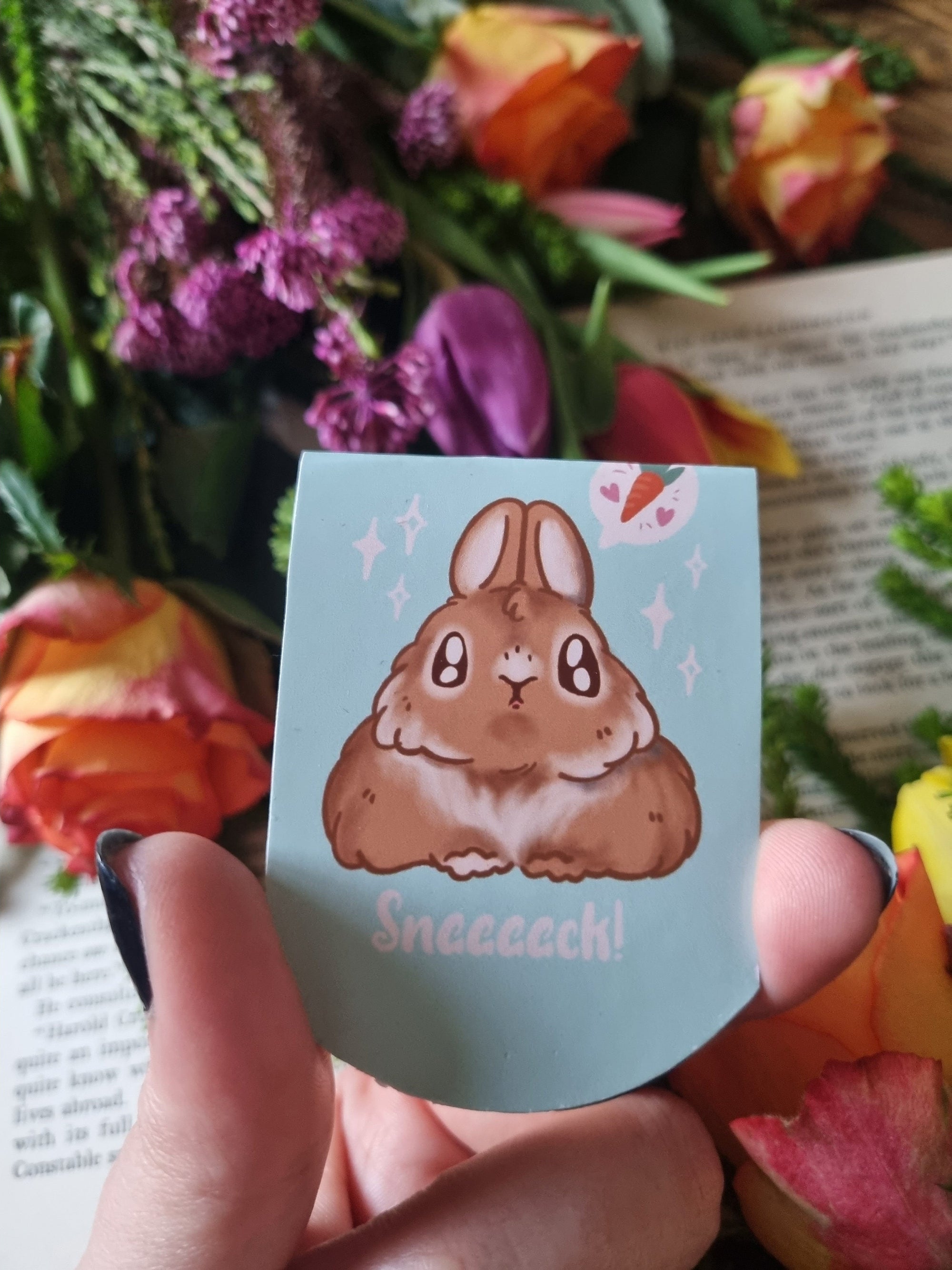 Adorable simplistic chibi kawaii art rabbit bun loaf artwork magnetic bookmark perfect for book lover gift planner clip journal accessories