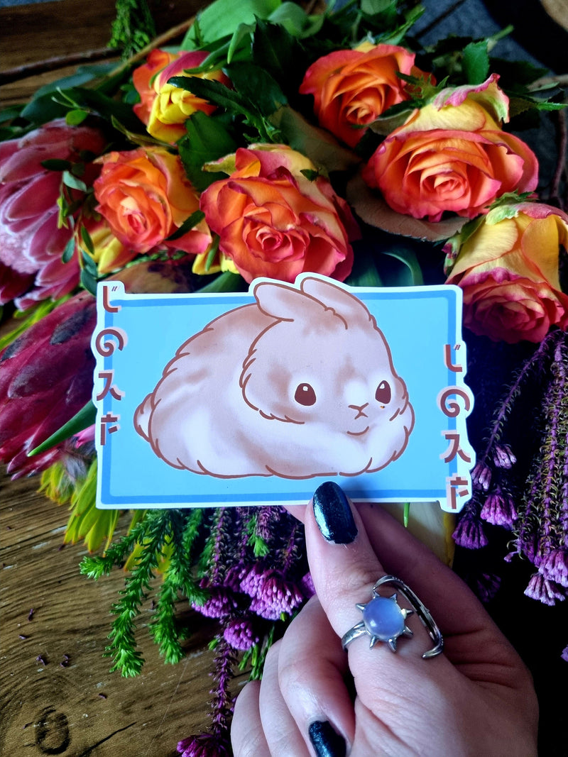 kawaii cute adorable anime art illustration rabbit bun loaf waterproof vinyl sticker or magnet perfect for planner or scrapbooking or laptop