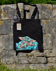 The Macaron Gatherer: Whimsical Alien Creature Canvas Tote eco friendly cotton bag