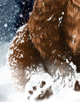 Winter woodland snowy grizzly bear art print illustration art decor wall decor brown bear bear print bear watercolour art print forest core