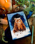 Winter woodland snowy grizzly bear art print illustration art decor wall decor brown bear bear print bear watercolour art print forest core