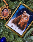 Winter woodland snowy grizzly bear art print illustration art decor wall decor brown bear bear print bear watercolour art print forest core