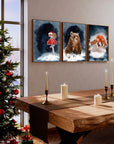 Winter snowy Christmas brown mouse on a mushroom art print illustration art decor wall decor mouse art forestcore mushroomcore cottagecore