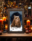 Winter woodland snowy grizzly bear art print illustration art decor wall decor brown bear bear print bear watercolour art print forest core