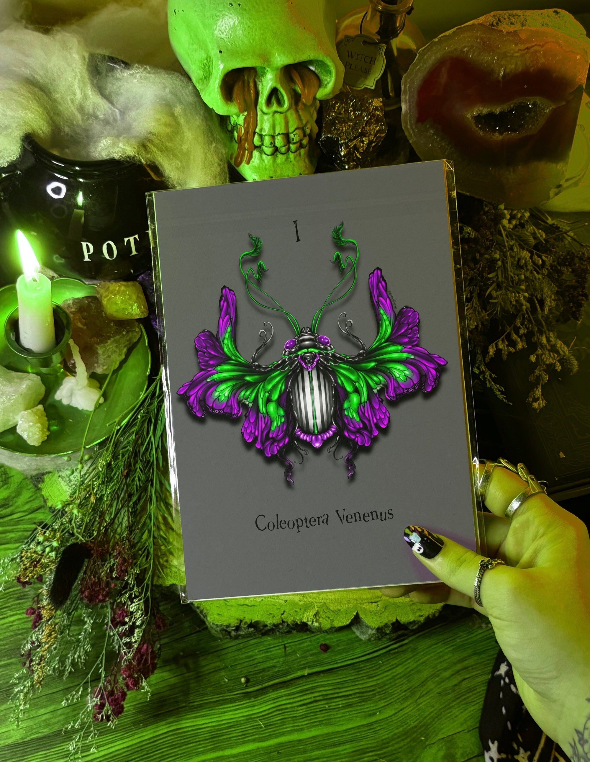 The Bio-Exorcist Beetle: Striking Gothic Insect Art Print bug | art prints | insect illustration | gothic wall art | art | or