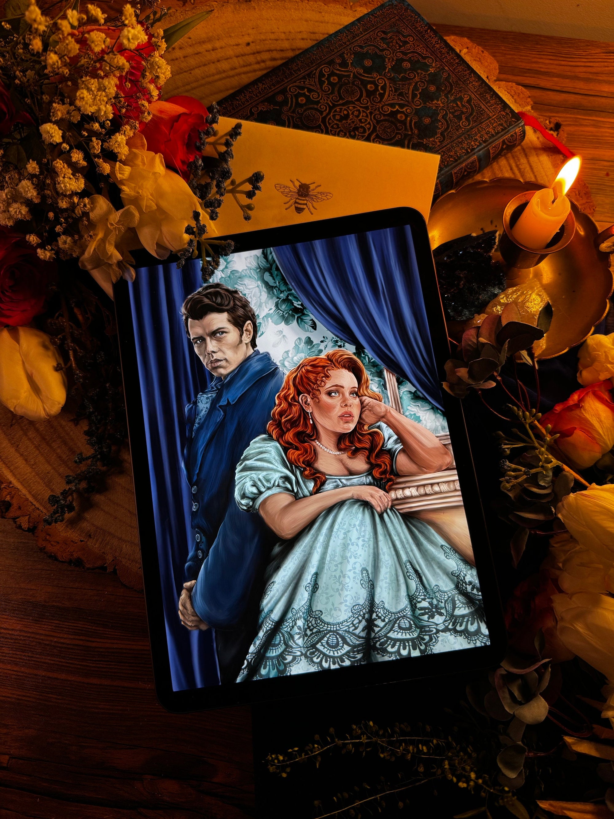 Bridgerton | Penelope Colin polin | lady whistledown art print | illustration | book cover | art | original | dark art | romanic | poster