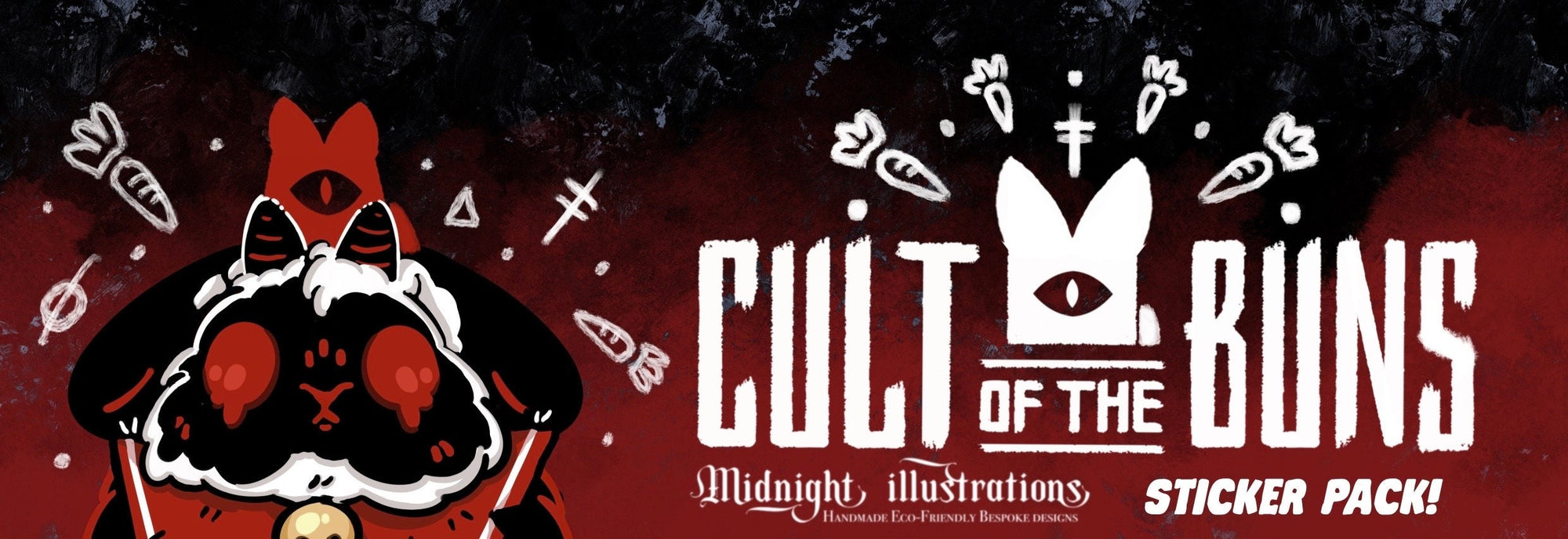 Cult of the buns sticker pack featuring main and side character stickers logo stickers and game inspired accessories