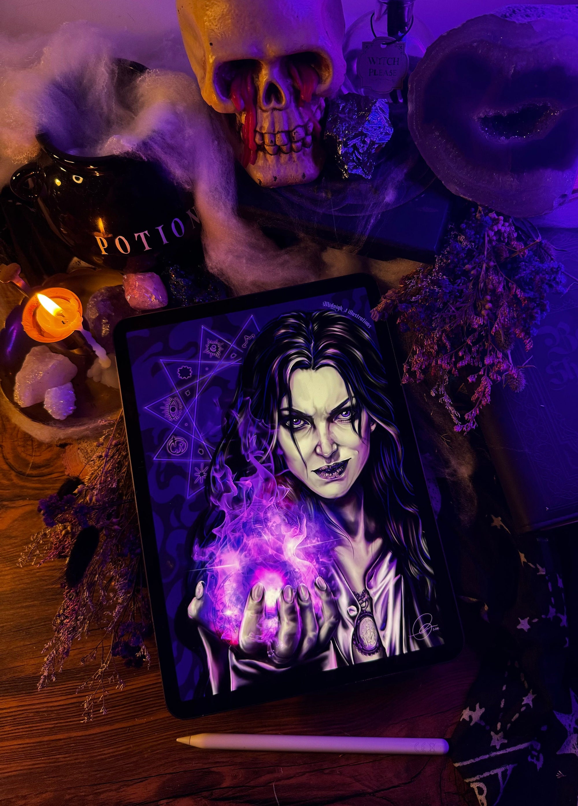 Dark fantasy witch The Salem Matriarch: Gothic Witch Fine Art Print art print | illustration | graphic art | original hand drawn | poster