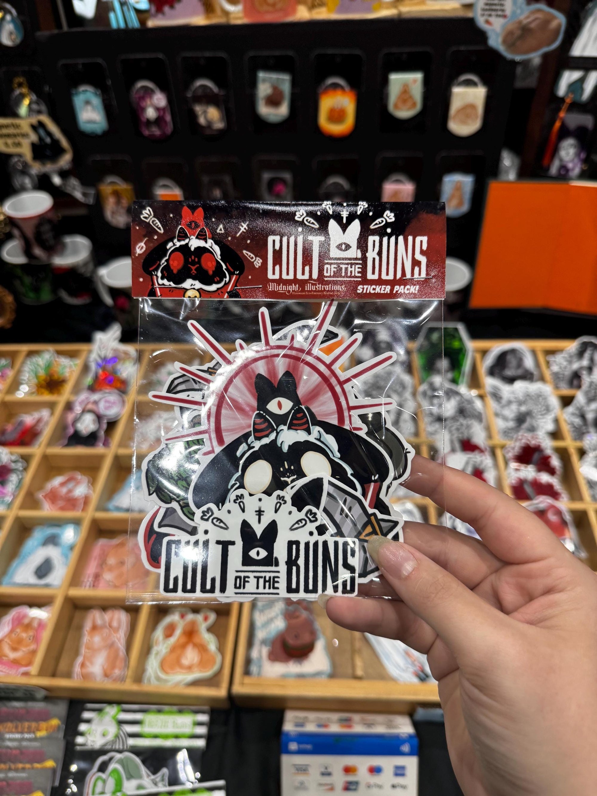 Cult of the buns sticker pack featuring main and side character stickers logo stickers and game inspired accessories