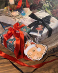 Adorable stylish winter woodlands Christmas gift wrap wrapping paper with mice mushrooms bears and foxes and foliage in cool simplistic blue