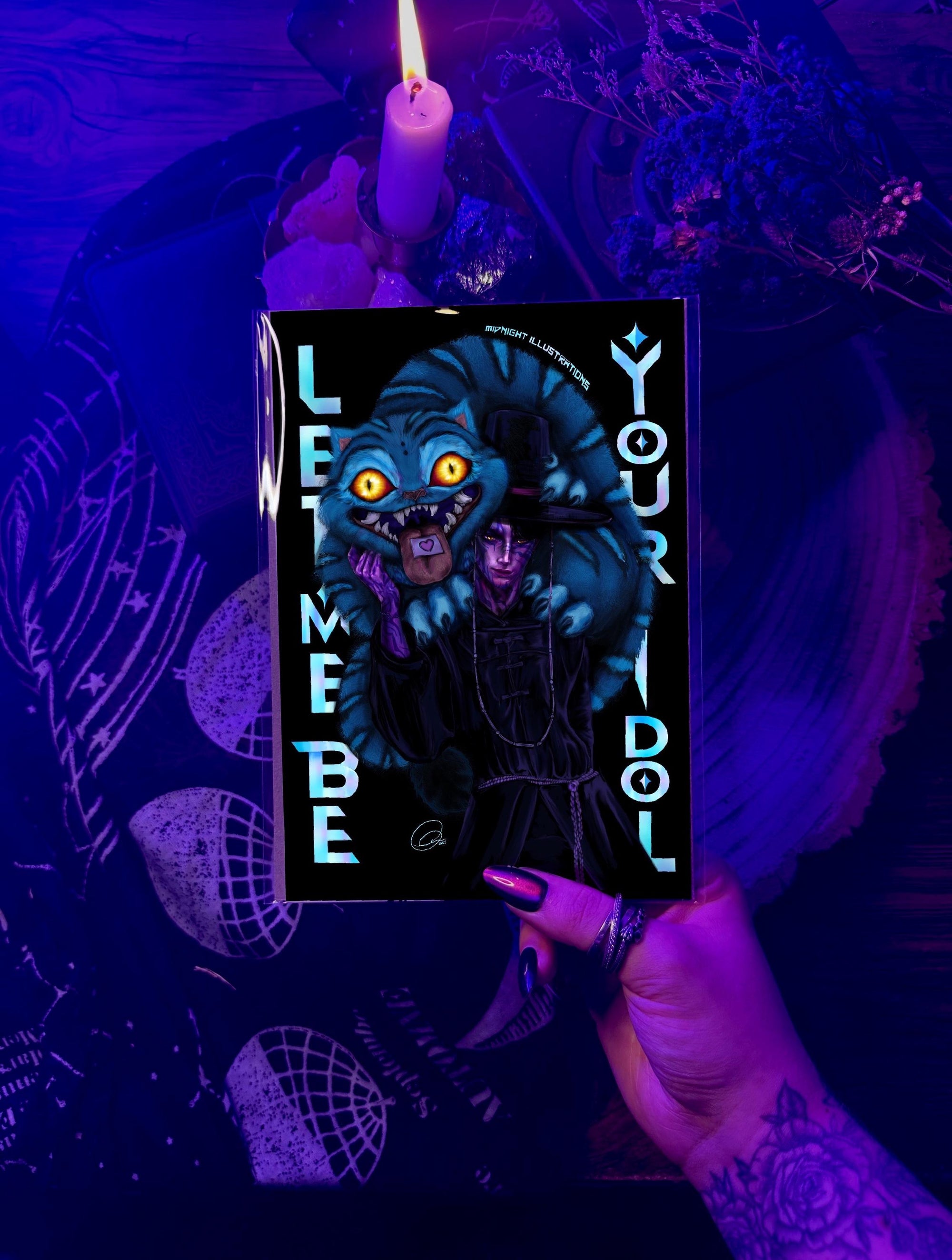 Kpop demon hunters original fan art illustration poster graphic art jinu and derpy tiger let me be your idol saja boys
