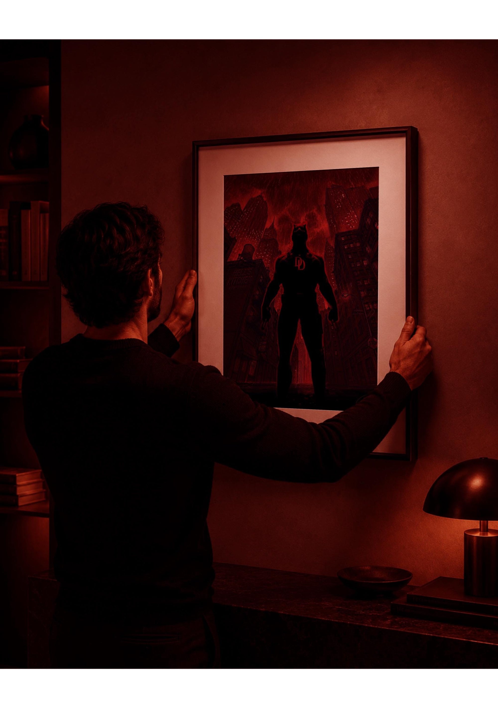 The Crimson Advocate: Urban Noir Silhouette Art print | illustration | graphic art | original | dark art | character concept