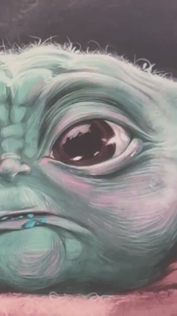 Baby yoda | beautiful digital hand-drawn | art print | illustration | Wall art |original | unique | dark art| geeky| starwars| home decor
